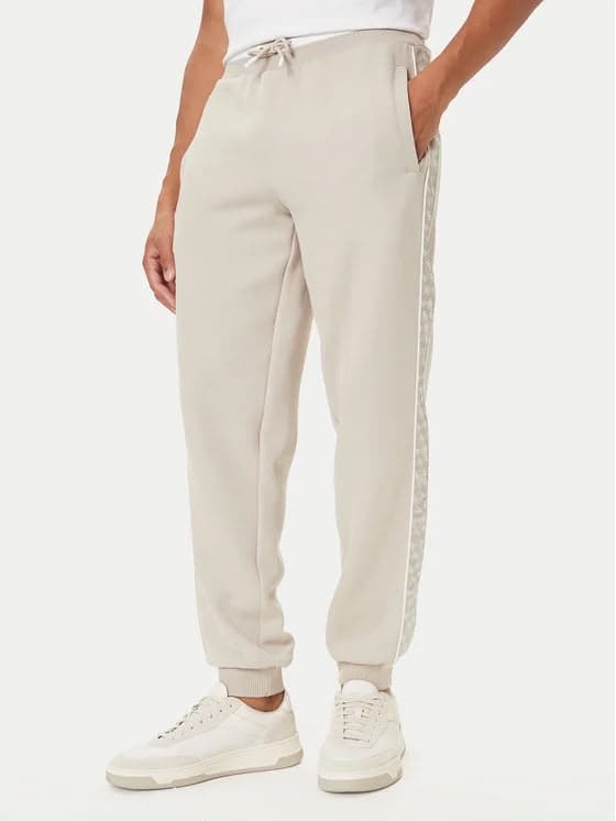 guess beige solid joggers