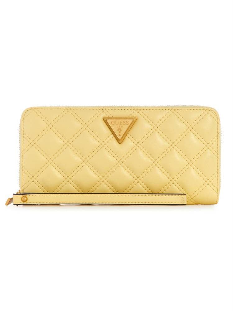 Guess Women Quilted Yellow Giully Zip Around Wallet