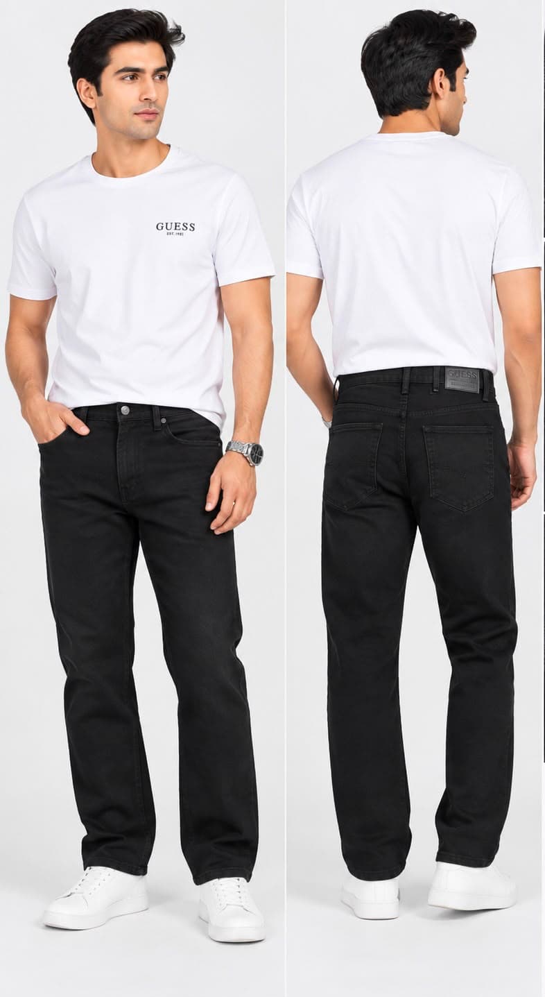 Guess black straight fit jeans